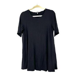 Eileen Fisher Classic Black Tee Flowy Viscose Size Med Wardrobe Staple Capsule